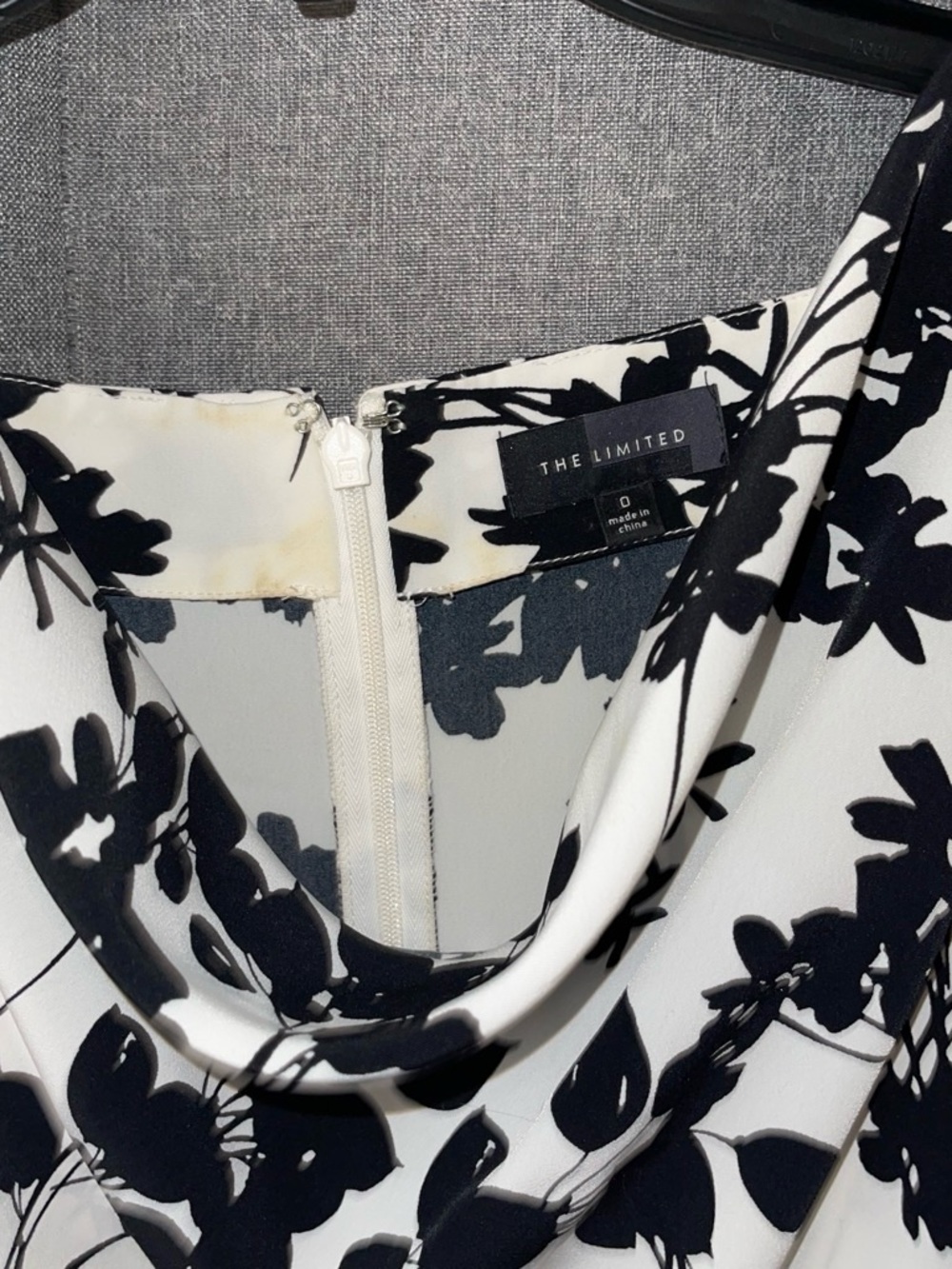 The Limited Black & White Floral Cowl Neck Dress